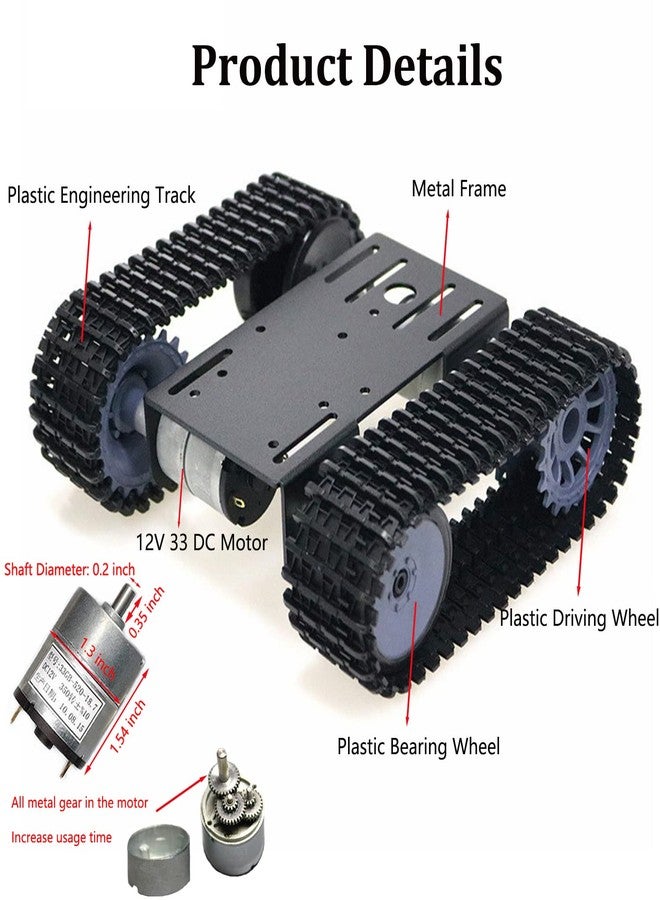 SmaringWing Professional DIY Tracked Robot Chassis Smart Tank Car Platform Kit with 2pcs High Torque DC Motors, Caterpillar Robotic Crawler Sciences Eduactional Model for Arduino Raspberry Pi STEAM - Image 4